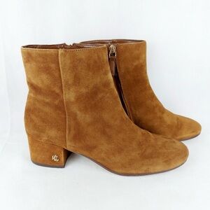 Ralph Lauren Cognac Suede Ankle Booties